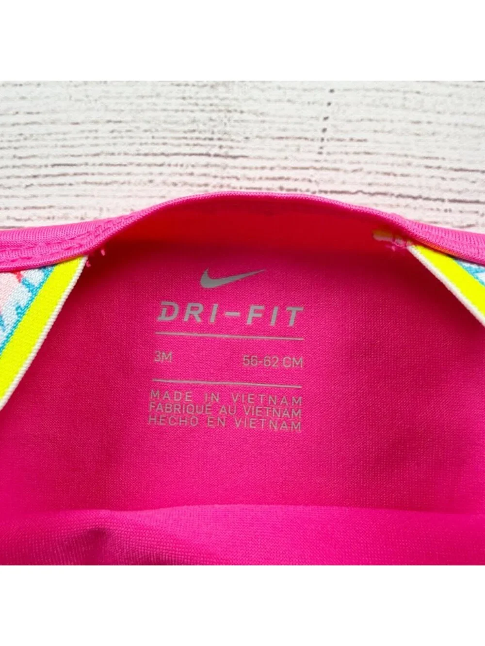 Nike DriFIT Baby Girls Pink One Piece Bodysuit Rainbow Straps 0-3 Months
